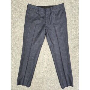 J. Crew Ludlow Slim Pants Men 34x31 Blue Check Vitale Barberis 100% Wool Italy